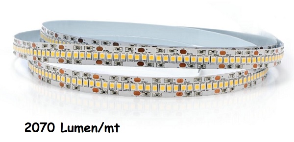 Strip LED 24V 2835 240 Led/mt 20w/mt 2070 Lumen/mt Luce Natura